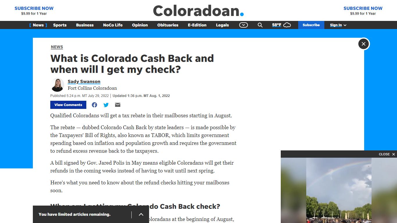 Colorado refund checks coming to taxpayers in August